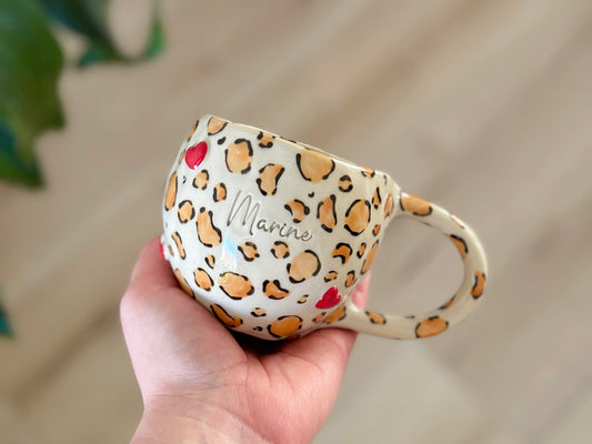 Tasse léopard personnalisable