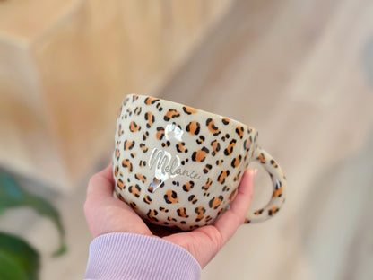 Tasse léopard personnalisable